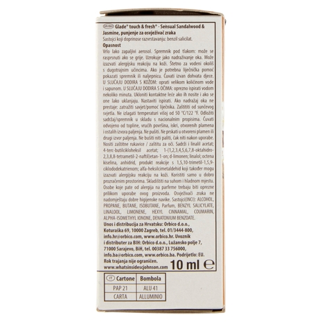 Glade Touch&Fresh Ricarica, Profumatore per Ambienti, Fragranza Sensual Sandalwood & Jasmine 10ml